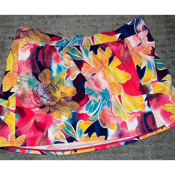 Miraclesuit x Talbots colorful Tropical Tankini botton skort. size 14 - Picture 1 of 7